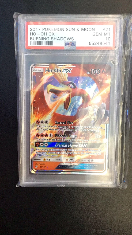 2017 Pokemon Sun & Moon Burning Shadows 21 Ho-oh Gx PSA