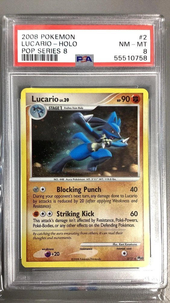 2008-09 Pokemon Pop Series 8 2 Lucario-holo PSA 8