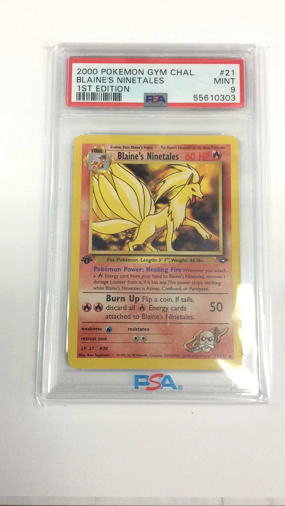 2000 Pokemon Gym Challenge 21 Blaine's Ninetales 1st Edition PSA 9