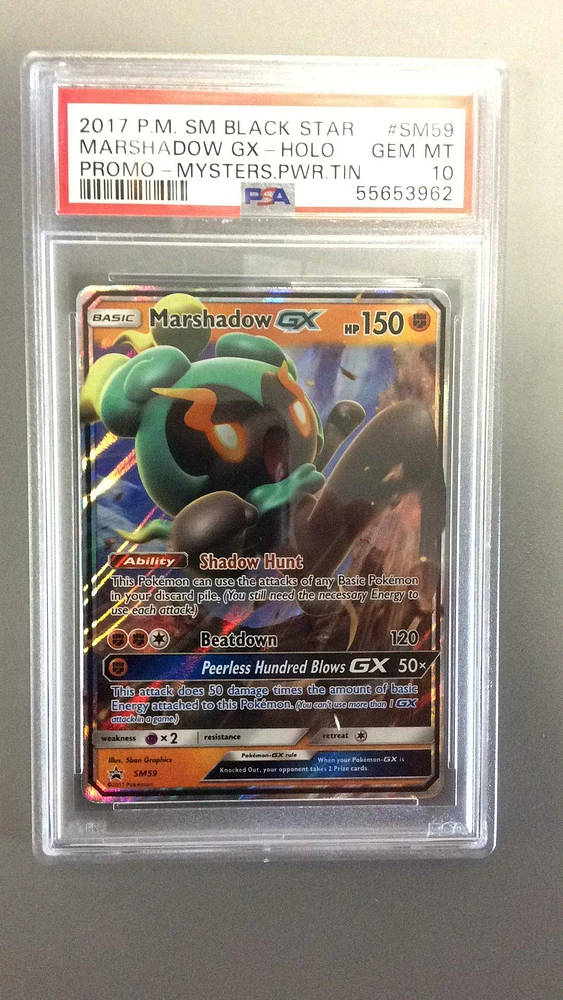 2017 Pokemon Sm Black Star Promo Sm59 Marshadow Gx-holo Mysterious Powers Tins PSA 10