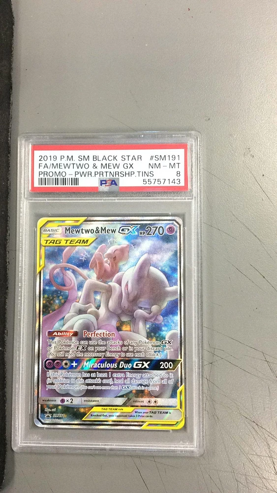 2019 Pokemon Sm Black Star Promo Sm191 Fa/mewtwo & Mew Gx PSA