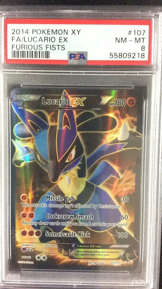 2014 Pokemon Xy Furious Fists 107 Fa/lucario Ex PSA 8