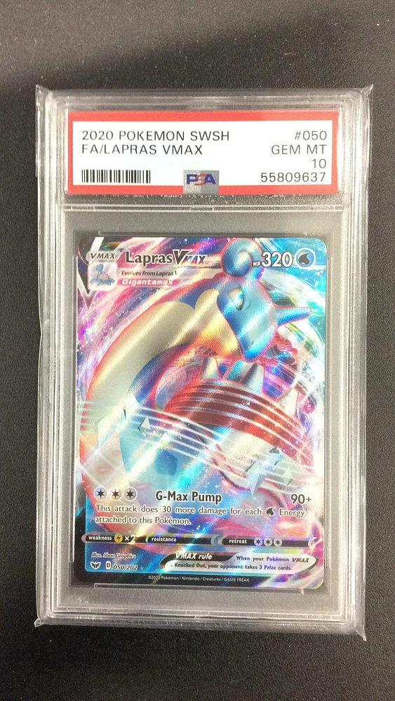 2020 Pokemon Sword & Shield 050 Full Art/lapras Vmax PSA 10