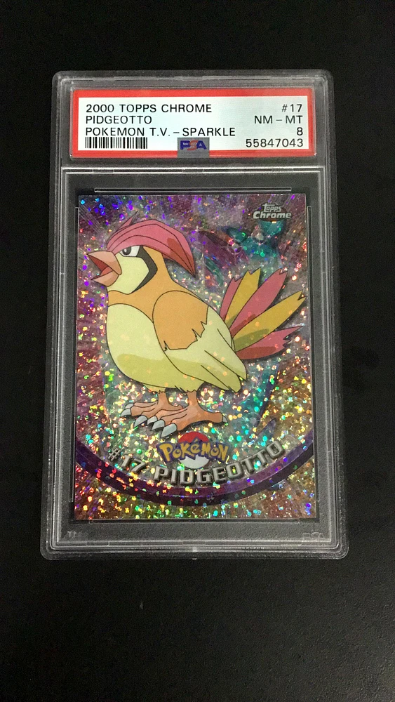 2000 Topps Chrome Pokemon T.v. 17 Pidgeotto Sparkle PSA 8