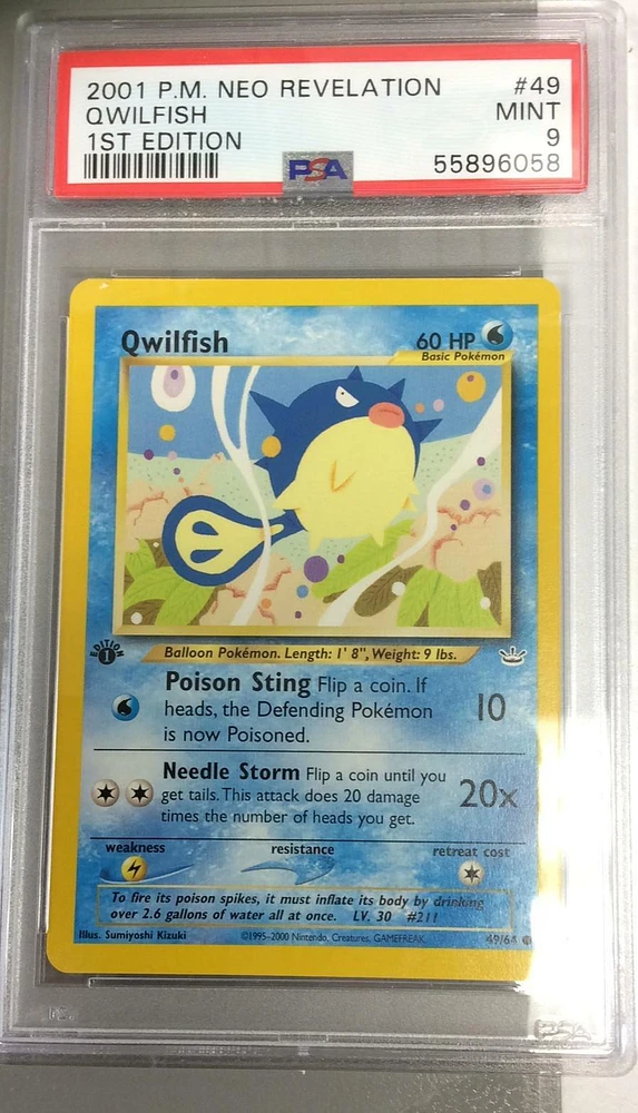 2001 Pokemon Neo Revelation 1st Edition 49 Qwilfish PSA 9