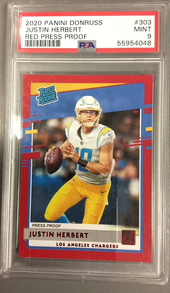 2020 Panini Donruss 303 Justin Herbert Press Proof PSA 9