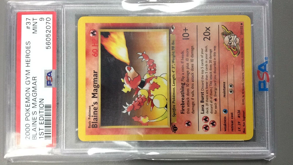 2000 Pokemon Gym Heroes 37 Blaine's Magmar 1st Edition PSA