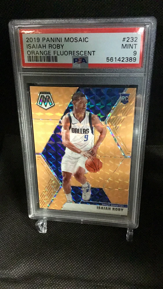 2019 Panini Mosaic 232 Isaiah Roby Orange Fluorescent PSA 9