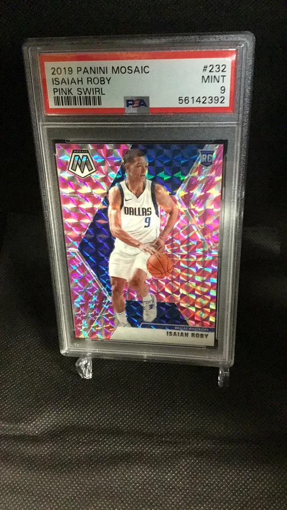 2019 Panini Mosaic 232 Isaiah Roby Pink Swirl PSA 9