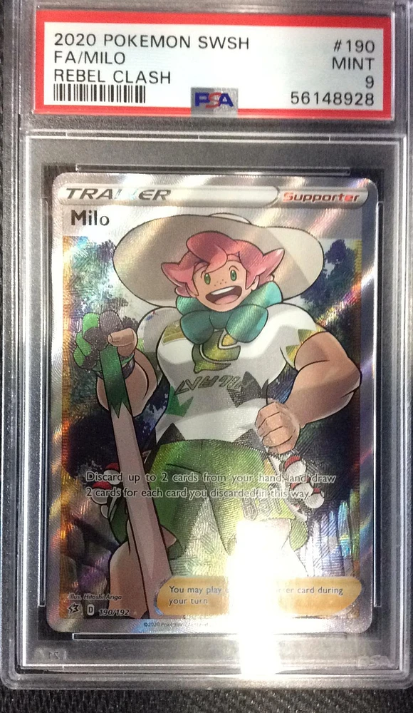 2020 Pokemon Sword & Shield Rebel Clash 190 Full Art/milo PSA 9
