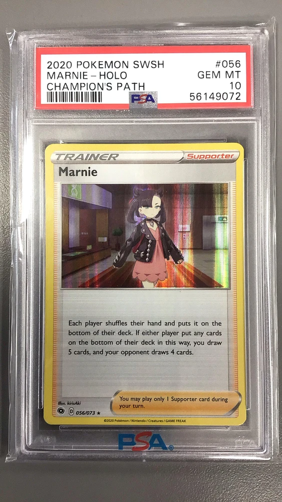 2020 Pokemon Sword & Shield Champion's Path 056 Marnie-holo PSA 10