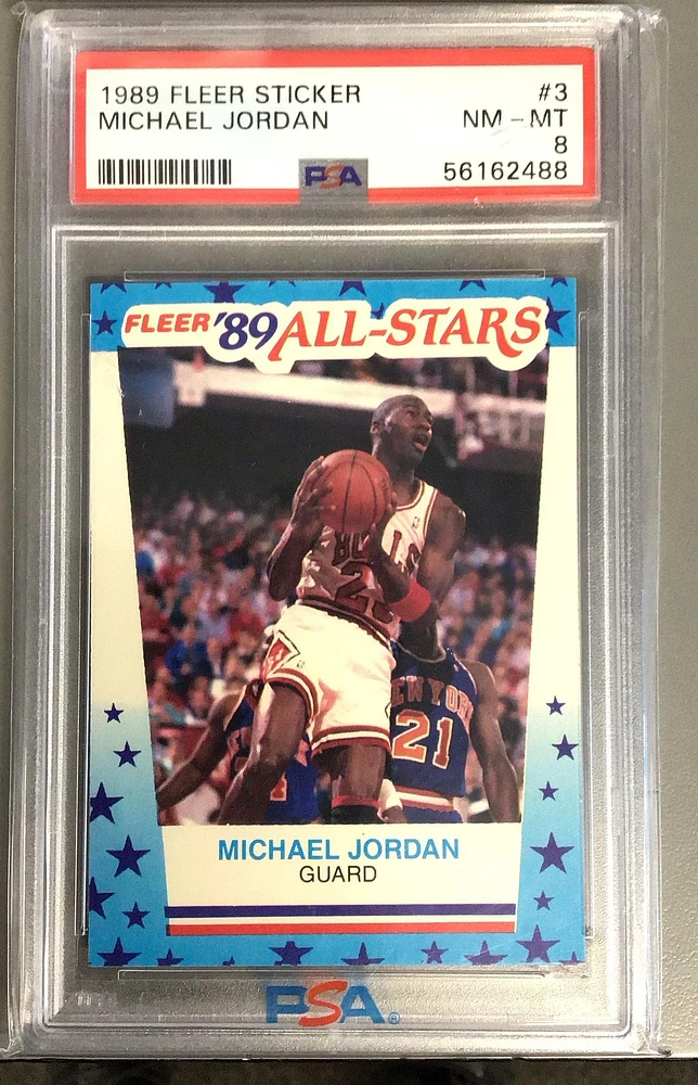 1989 Fleer Sticker 3 Michael Jordan PSA 8