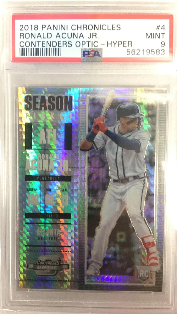2018 Panini Chronicles Contenders Optic 4 Ronald Acuna Jr. Hyper PSA 9