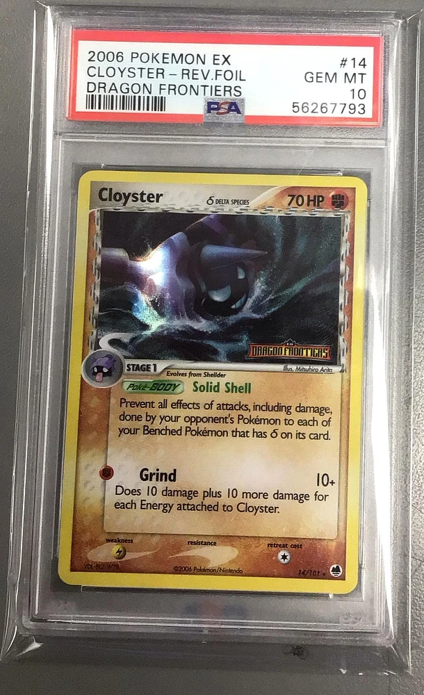 2006 Pokemon Ex Dragon Frontiers 14 Cloyster-reverse Foil PSA 10