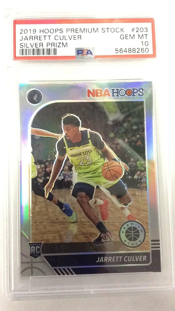 2019 Panini Hoops Premium Stock 203 Jarrett Culver Silver Prizm PSA 10