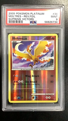 2009 Pokemon Platinum Supreme Victors 36 Moltres-reverse Foil PSA 9