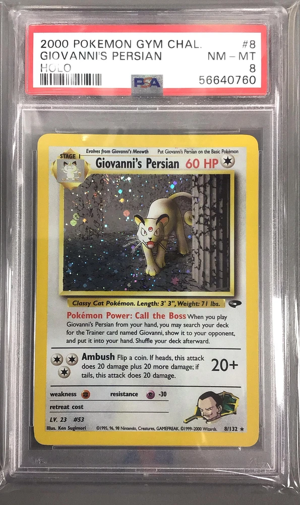 2000 Pokemon Gym Challenge 8 Giovanni's Persian Holo PSA 8