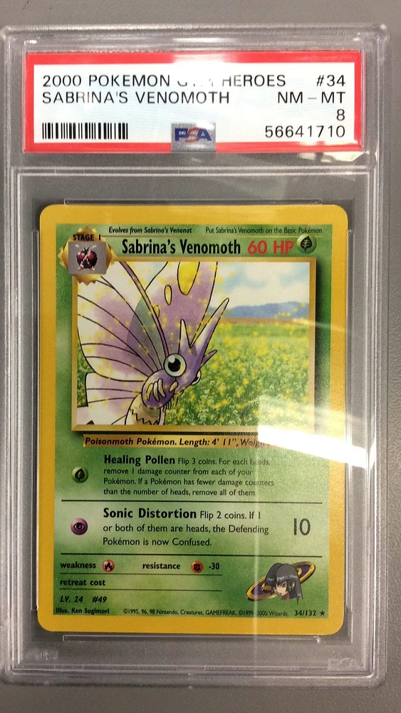 2000 Pokemon Gym Heroes 34 Sabrina's Venomoth PSA 8