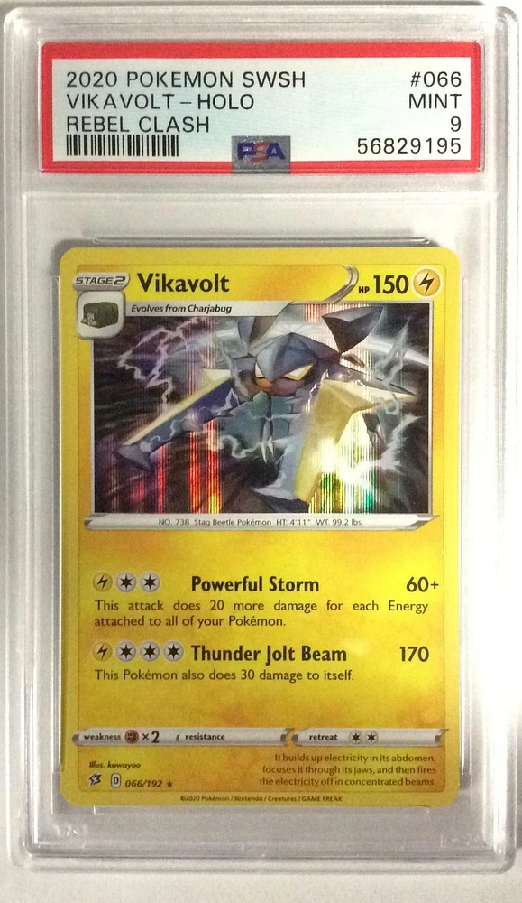 2020 Pokemon Sword & Shield Rebel Clash 066 Vikavolt-holo PSA 9