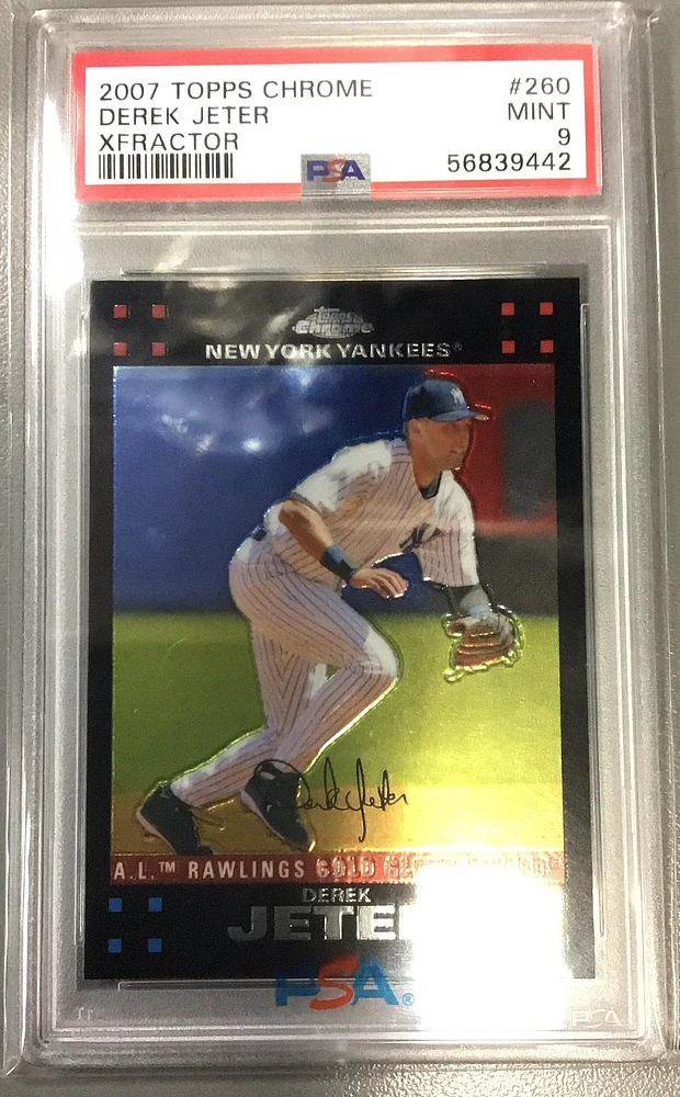 2007 Topps Chrome 260 Derek Jeter Xfractor PSA 9