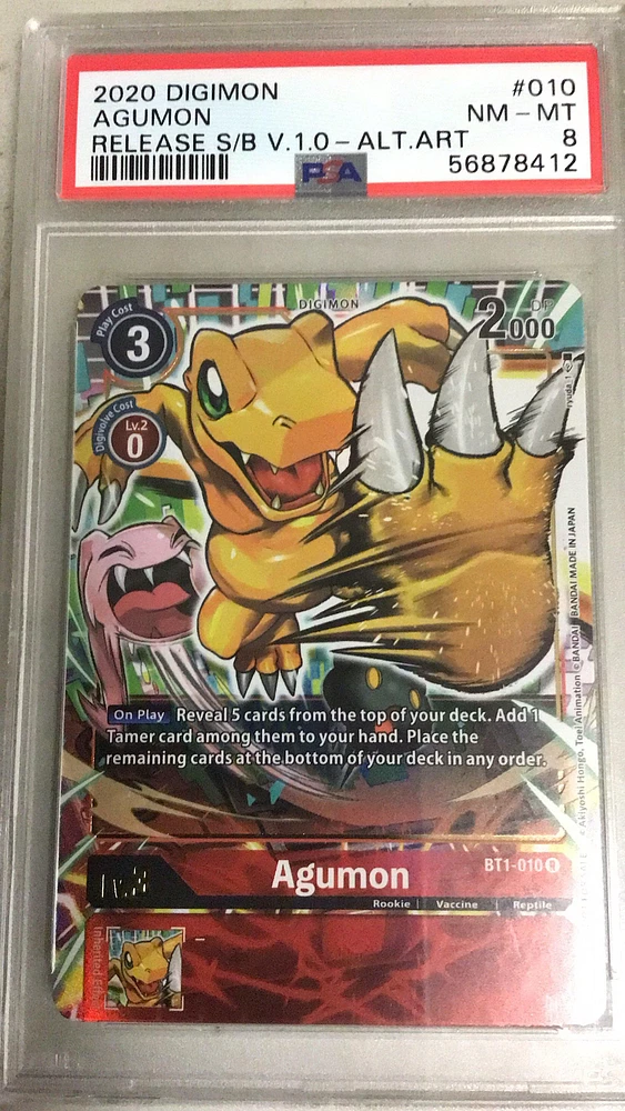 2020 Digimon Release Special Booster Ver.1.0 010 Agumon Alternate Art PSA 8