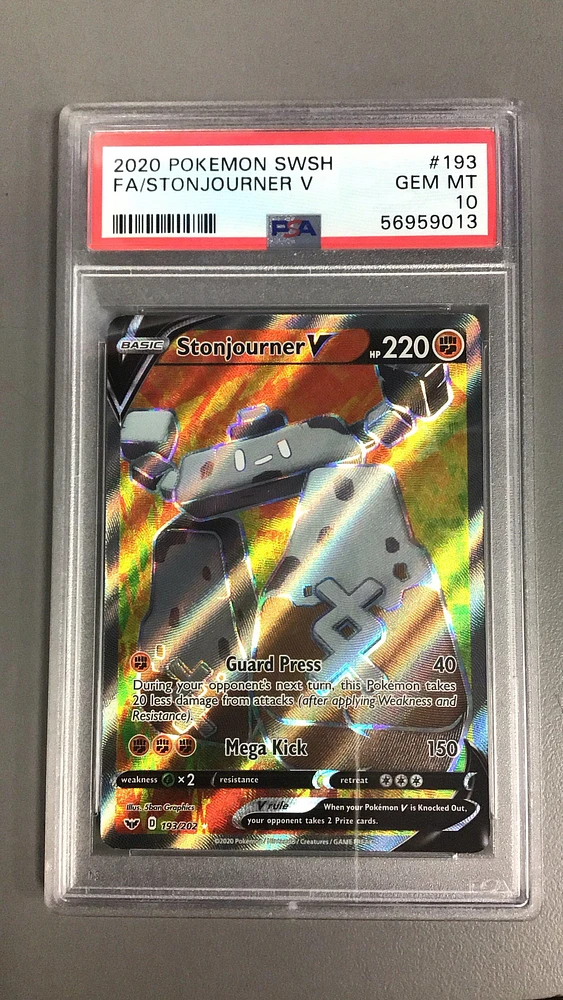 2020 Pokemon Sword & Shield 193 Full Art/stonjourner V PSA 10