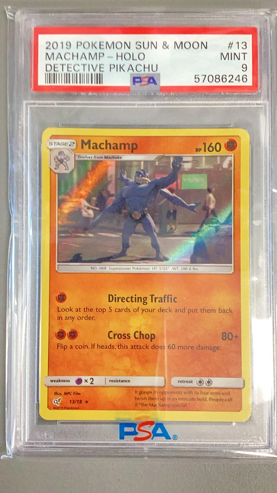 2019 Pokemon Sun & Moon Detective Pikachu 13 Machamp-holo PSA 9