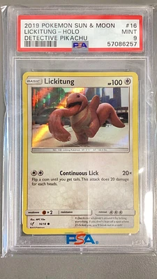 2019 Pokemon Sun & Moon Detective Pikachu 16 Lickitung-holo PSA 9