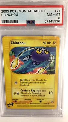 2003 Pokemon Aquapolis 71 Chinchou PSA 8