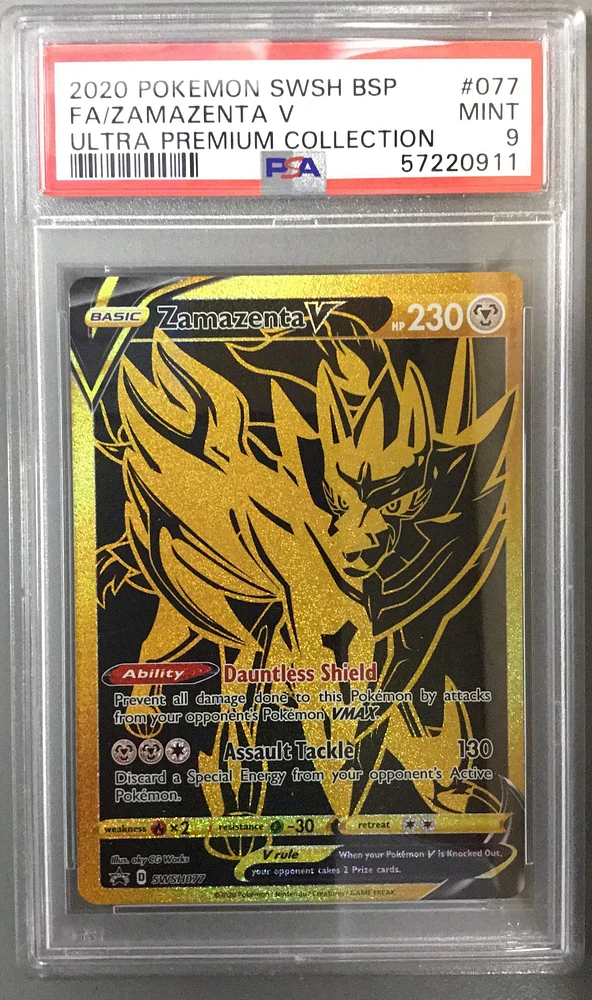 2020 Pokemon Swsh Black Star Promo 077 Full Art/zamazenta V Ultra Premium Collection PSA