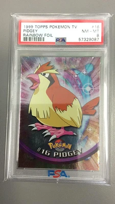 1999 Topps Pokemon Tv 16 Pidgey Rainbow Foil PSA 8