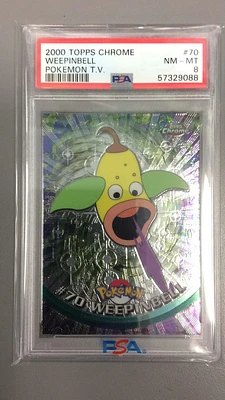 2000 Topps Chrome Pokemon T.v. 70 Weepinbell PSA 8