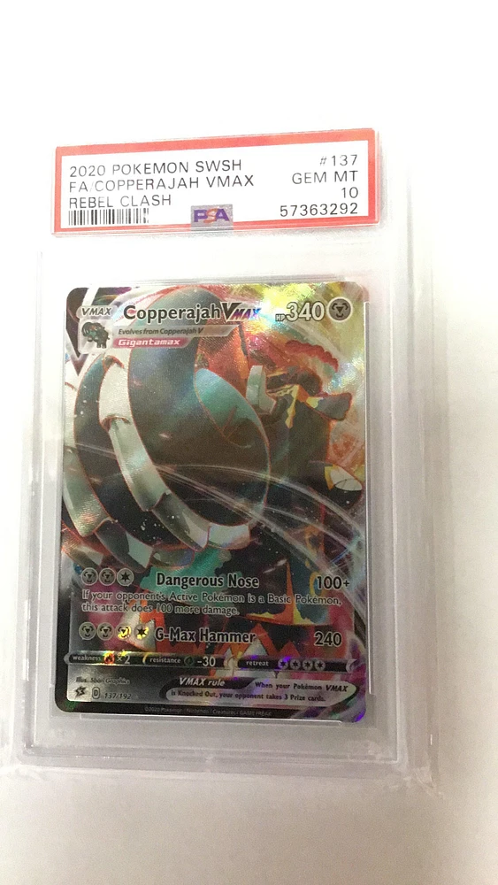 2020 Pokemon Sword & Shield Rebel Clash 137 Full Art/copperajah Vmax PSA 10