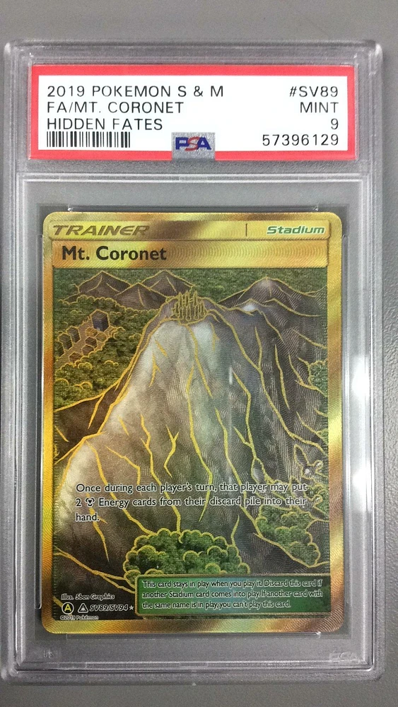 2019 Pokemon Sun & Moon Hidden Fates Sv89 Fa/mt. Coronet PSA 9