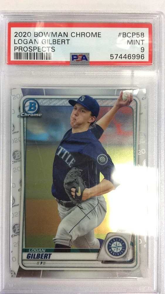 2020 Bowman Chrome Prospects Bcp58 Logan Gilbert PSA 9