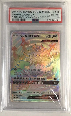 2017 Pokemon Sun & Moon Crimson Invasion 116 Full Art/guzzlord Gx Secret PSA 10