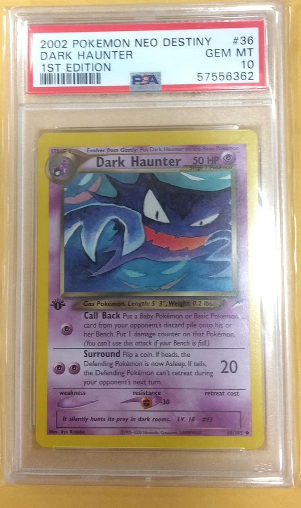 2002 Pokemon Neo Destiny 36 Dark Haunter 1st Edition PSA