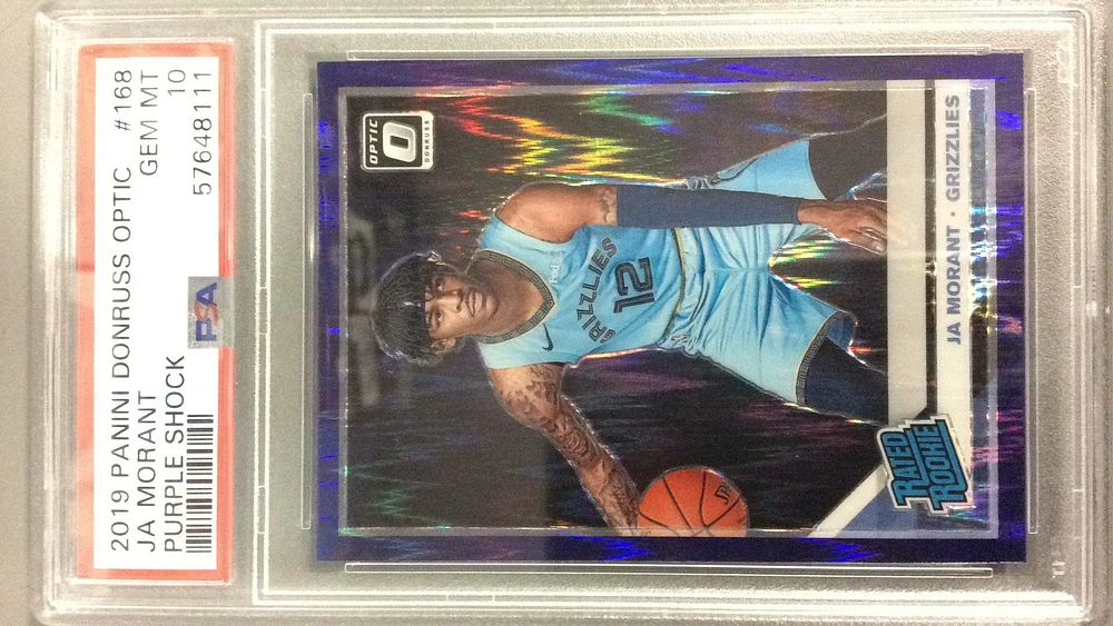 2019 Panini Donruss Optic 168 Ja Morant Purple Shock PSA 10