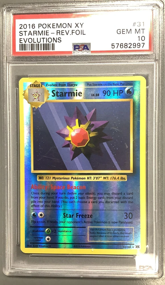2016 Pokemon Xy Evolutions 31 Starmie-reverse Foil PSA 10
