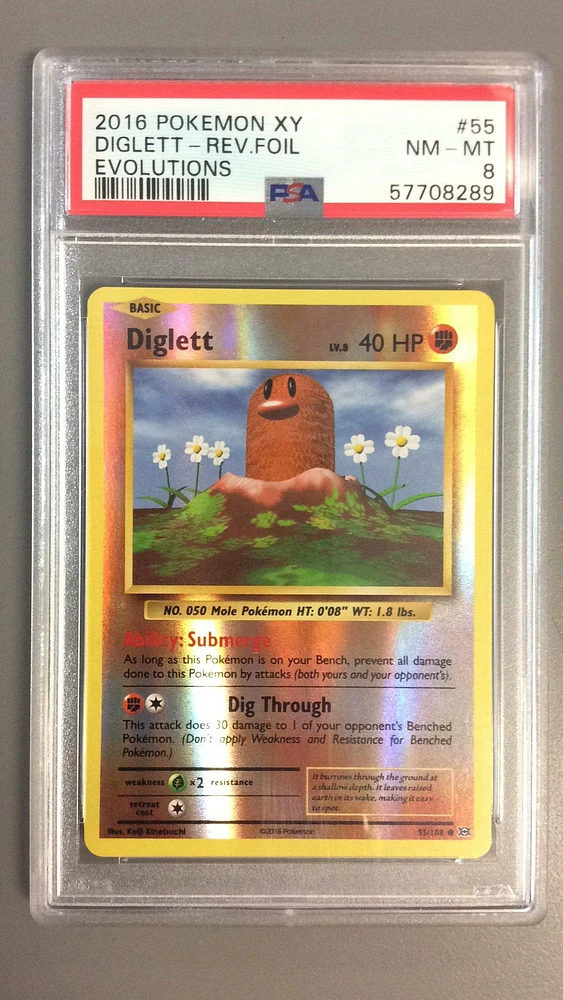 2016 Pokemon Xy Evolutions 55 Diglett-reverse Foil PSA 8