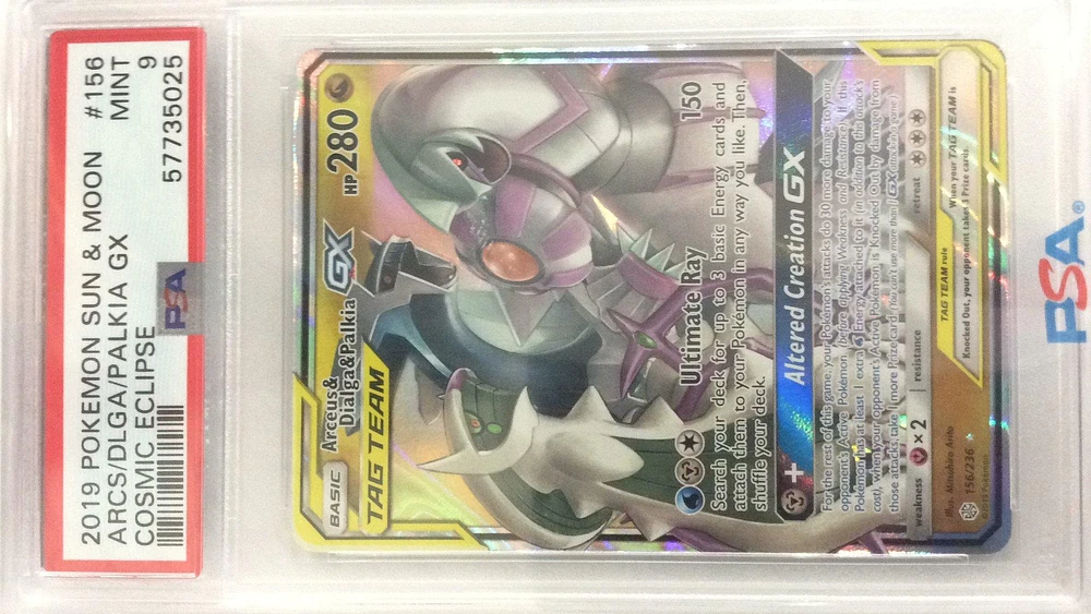 2019 Pokemon Sun & Moon Cosmic Eclipse Arcs/dlga/palkia Gx PSA