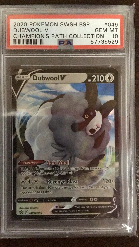 2020 Pokemon Swsh Black Star Promo 049 Dubwool V Champion's Path Collection PSA 10