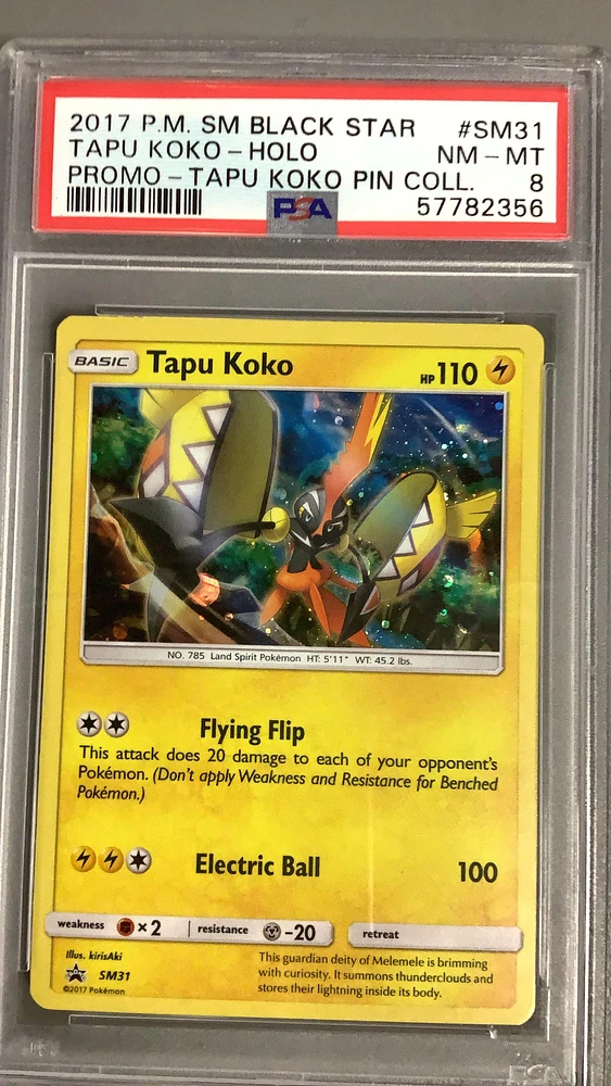 2017 Pokemon Sm Black Star Promo Sm31 Tapu Koko-holo Tapu Koko Pin Collection PSA 8