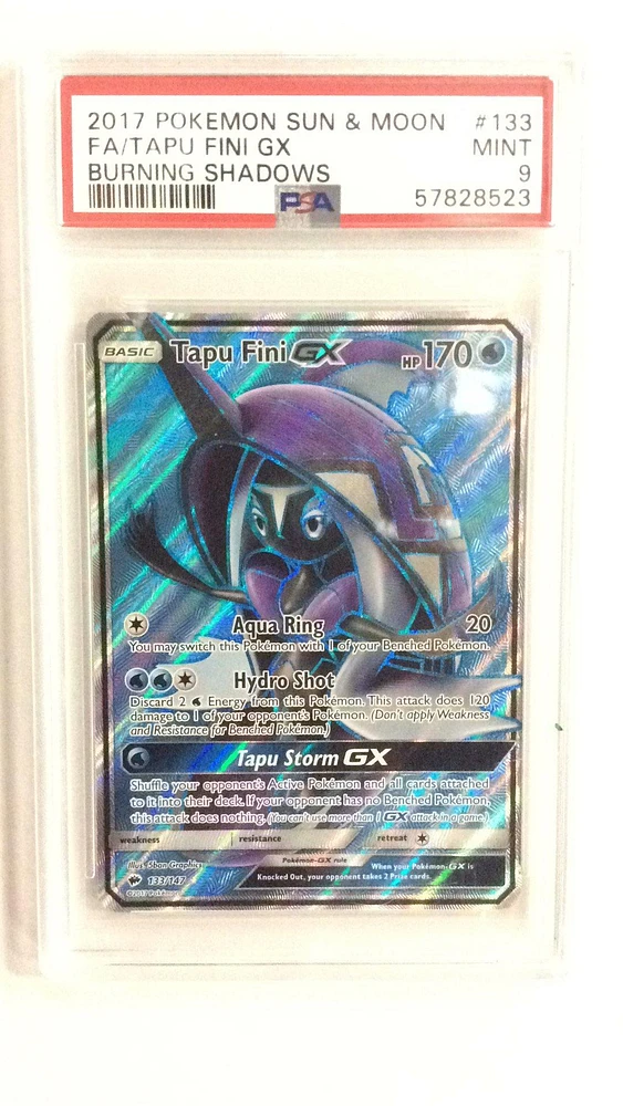 2017 Pokemon Sun & Moon Burning Shadows 133 Full Art/tapu Fini Gx PSA 9