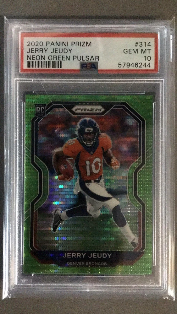 2020 Panini Prizm 314 Jerry Jeudy Neon Green Pulsar PSA 10
