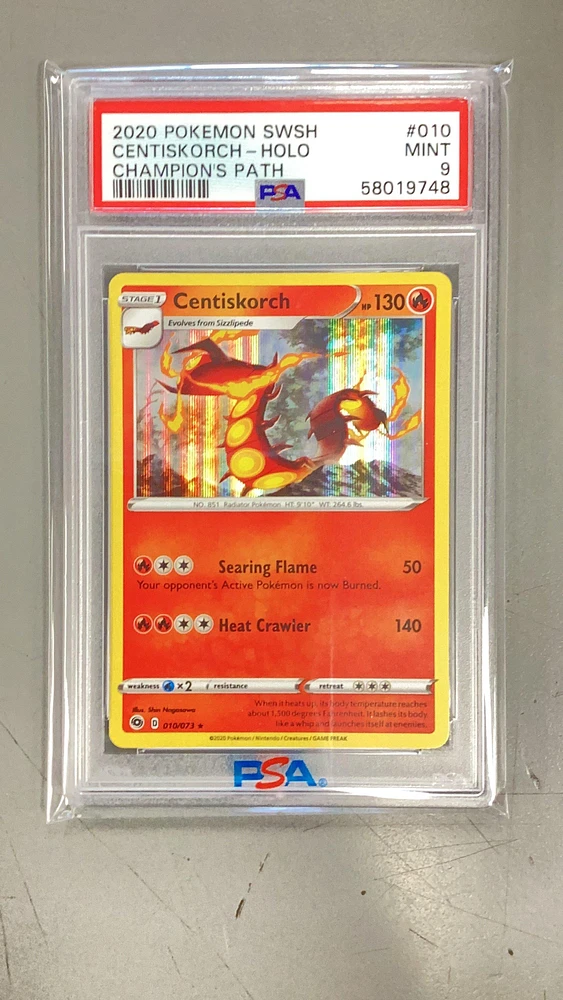 2020 Pokemon Sword & Shield Champion's Path 010 Centiskorch-holo PSA 9