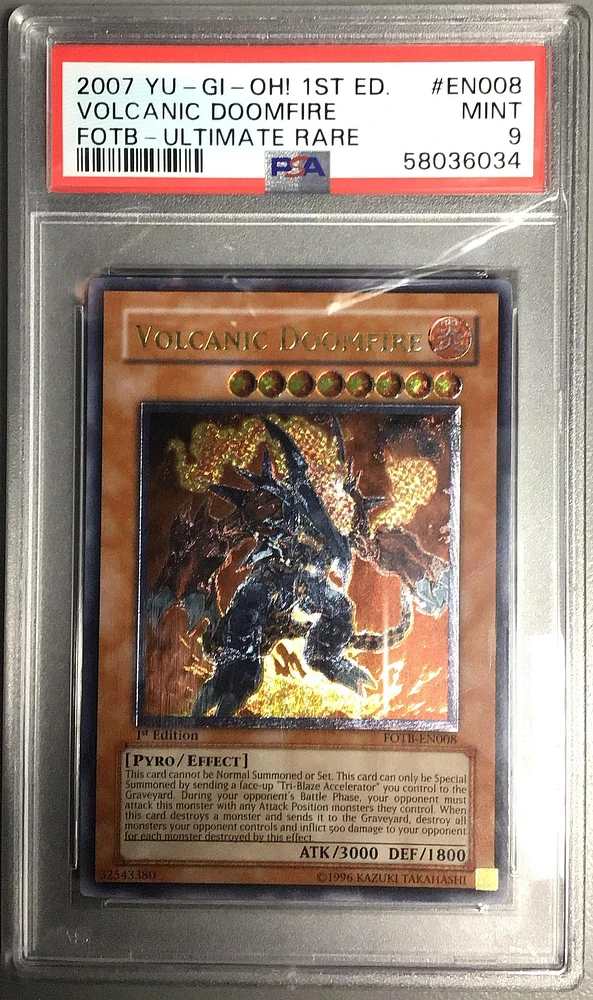 2007 Yu-gi-oh! Fotb-force Of The Breaker En008 Volcanic Doomfire 1st Edition-ultimate Rare PSA 9