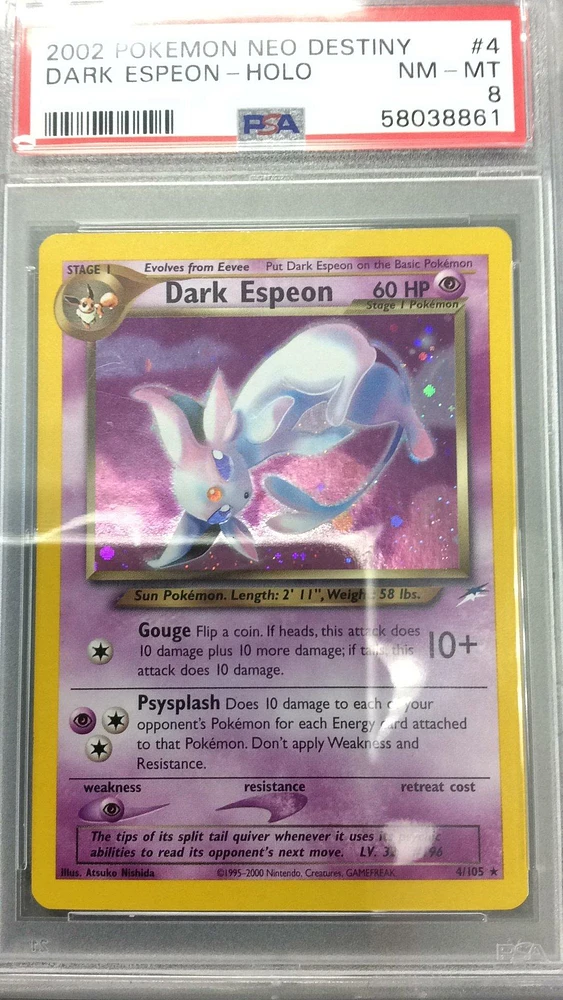 2002 Pokemon Neo Destiny 4 Dark Espeon PSA 8