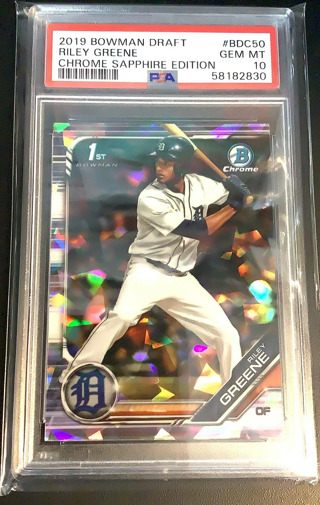 2019 Bowman Draft Chrome Sapphire Edition Bdc50 Riley Greene PSA 10