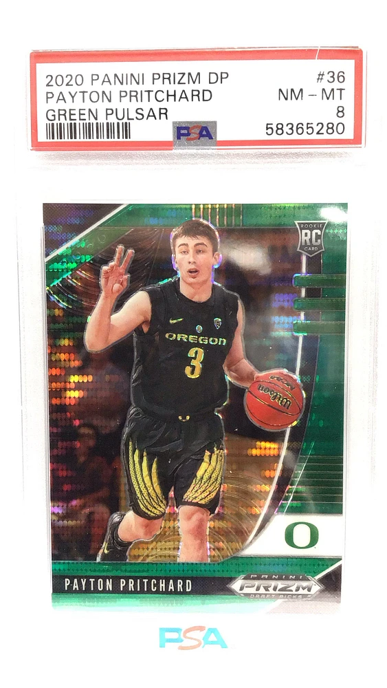 2020 Panini Prizm Draft Picks 36 Payton Pritchard Green Pulsar PSA 8